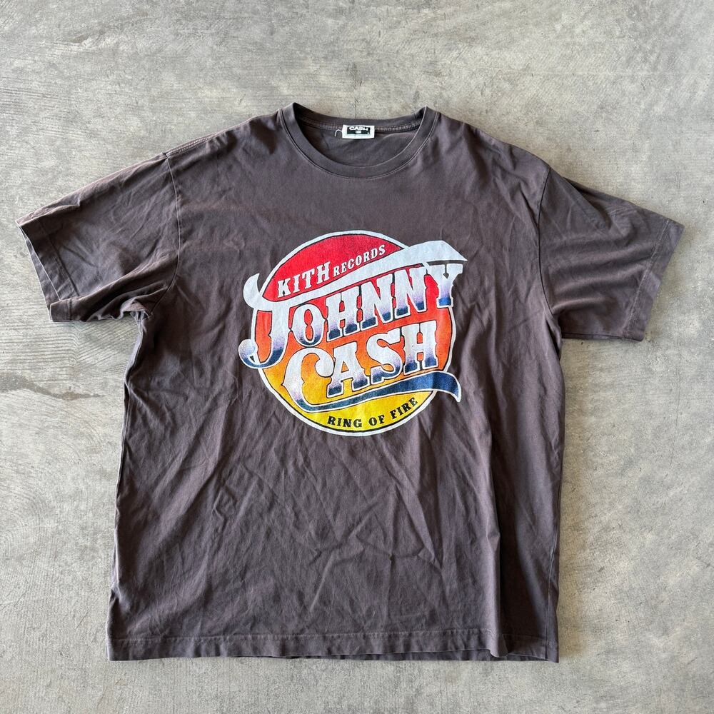 Kith Records Johnny Cash Ring of Fire Graphic T-Shirt Brown Size XL